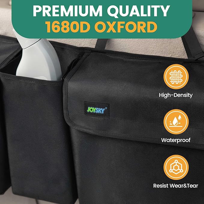 JOYSKY Trunk Hanging Organizer, Backseat Trunk Organizer for SUV, Truck, MPV, Large Capacity Vehicle Storage Bag with Upgraded High-Density Fabric, Space Saving Car Accessories Interior
