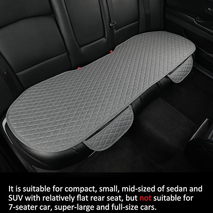 West Llama Linen Car Seat Covers,Bottom Seat Covers for Cars Include 1 Pair Front Driver Seat Pad Mat and 1 Rear Bench Cover Universal Fits 90% Vehicles,SUVs,Cars,Sedans(3Piece-Gray)