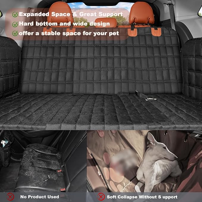 Dog Seat Cover for 6/7 Seat Minivan & SUV, Backseat Extender Hard Bottom Seat Cover Dog Hammock Heavy Duty Anti-Scratch & Waterproof Pet 3nd Row Seat Mat Protector for Toyota Sienna, Hyundai Santa Fe