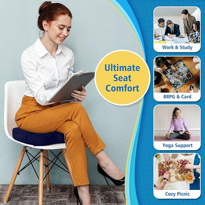 CloudBliss Gel Seat Cushion - Cooling Gel Enhanced, Memory Foam, Ergonomic Seat Cushion for Long Sitting for Office, Game, Car, Airplane (X-Large, Blue)