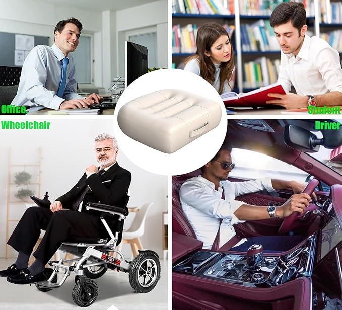 Adult Car Booster Seat Cushion/office chair cushion with Carry Handle Angle Lift Seat Cushion Imitation PU breathable fabric More comfortable and beautiful,for/car/office/wheelchair seat cushion/milky