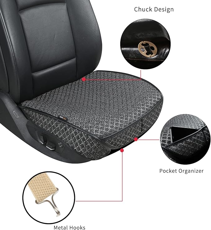 Bottom Car Seat Cover，Breathable Car Seat Protector，Driver Front Seat Cushion，Anti-Skid Four Seasons General（Black，2PCS）