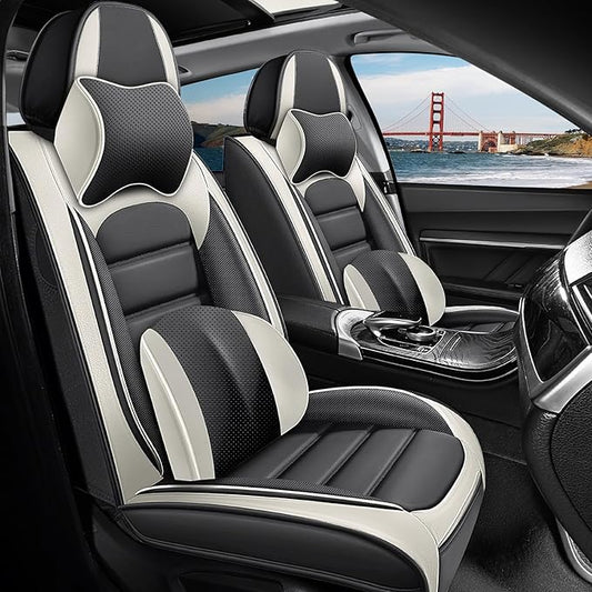 2 Seat Covers Fit for Acura ZDX 2024, Waterproof Premium Leather Automotive Accessories Seat Protectors Seat Cushions Wear-Resistant Car Seat Covers（Gray&White,Front Deluxe）