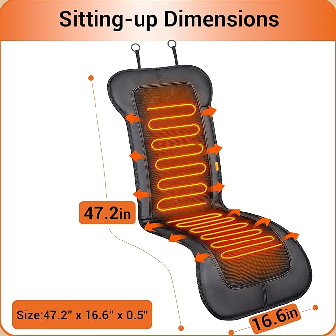 47.2-inch Long Seat Cushion with Heat for Back and Thighs