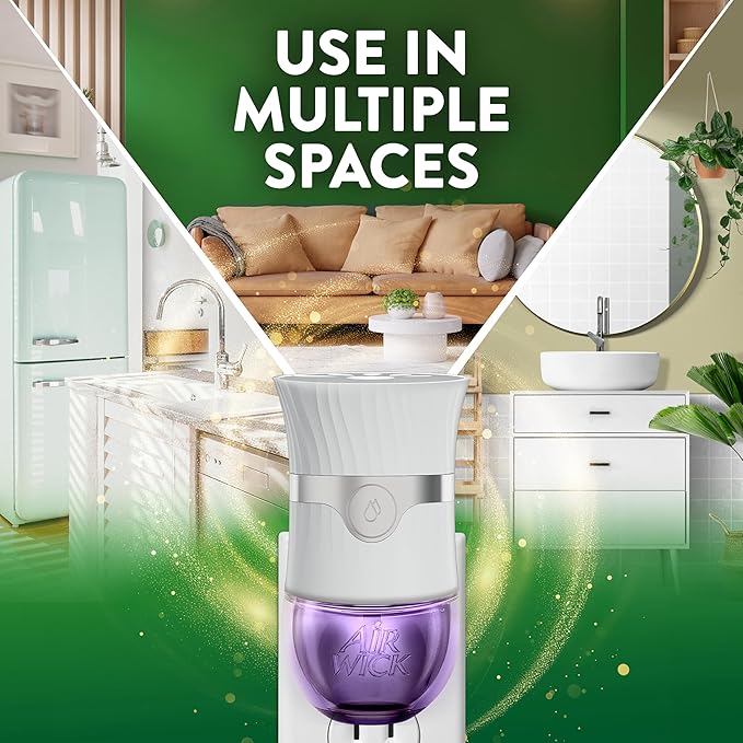 Air Wick Plug in Scented Oil Starter Kit, 2 Warmers + 6 Refills, Lavender & Chamomile, Eco Friendly, Essential Oils, Air Freshener
