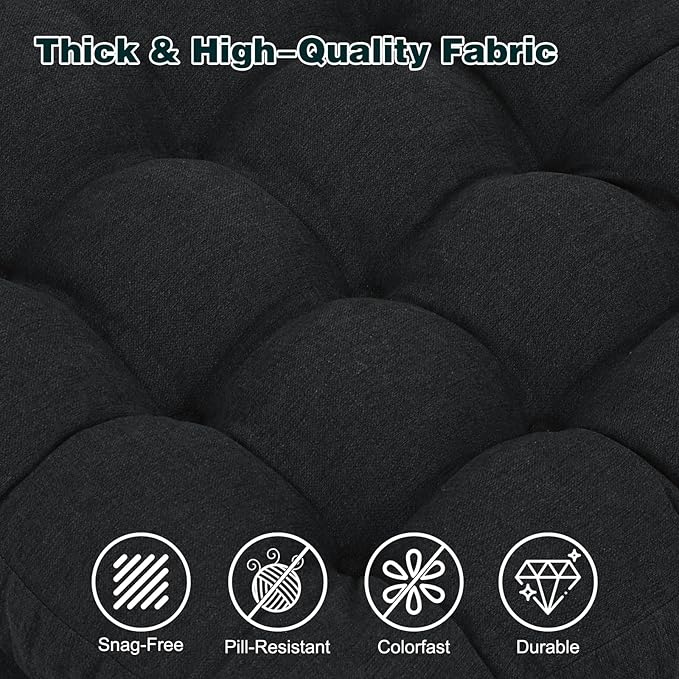 baibu Memory Foam Recliner Cushions with Lumbar Support Pillow Set for Elderly, 20x20x5 Inch Dual-Layer Design Non-Slip Recliner Seat Cushion & Back Support Pillow for Reduce Hip & Lumbar Pain, Black