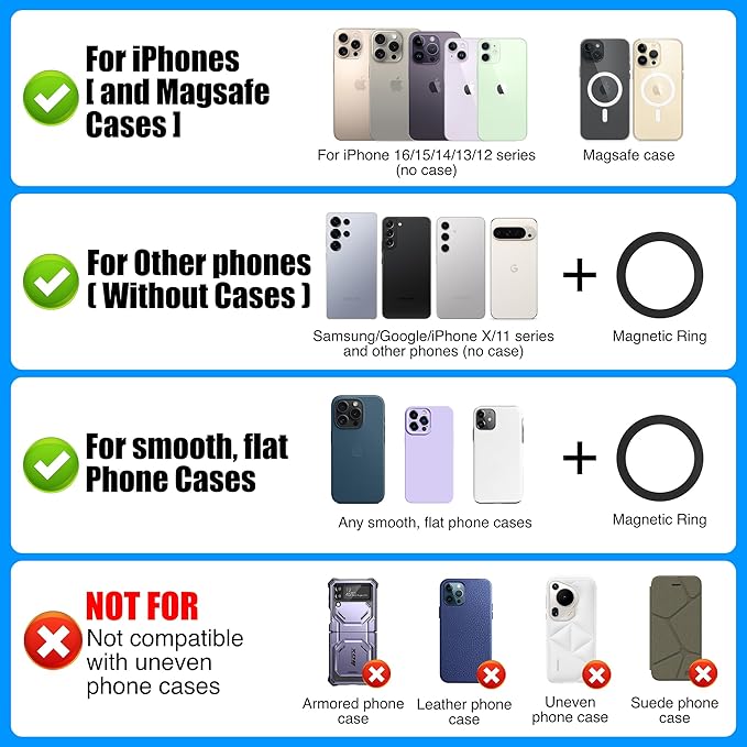 Ryvlan Carmount Vacuum Magnetic Phone Mount for Car– Magsafe Suction iPhone Stand, Content Creator Phone Holder & Car Mount, iPhone Holder for Dashboard & Windshield, Suction Cup Samsung Stand