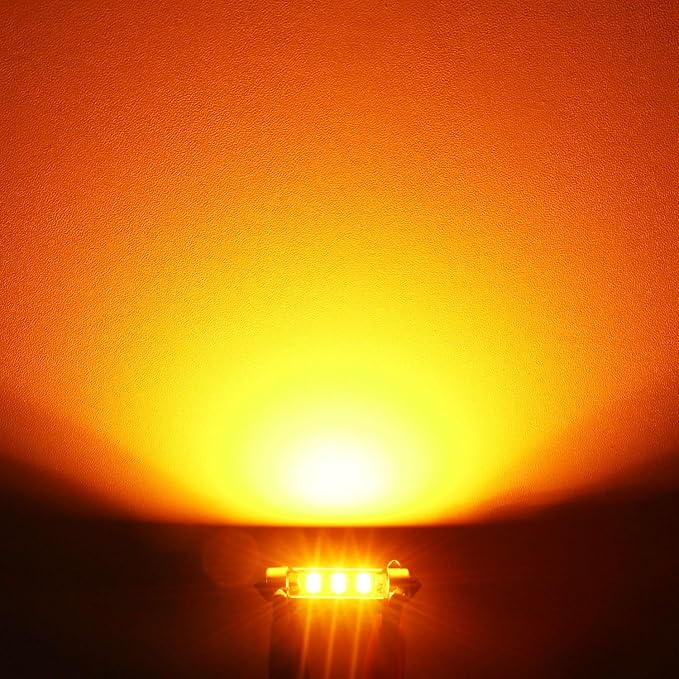 PHINLION 578 LED Light Bulbs, Super Bright 3030 6-SMD Festoon 41mm 42mm 211-2 212-2 LED Bulbs for Car Interior Map Dome Trunk Courtesy Lights, Amber Yellow (4 Pack)