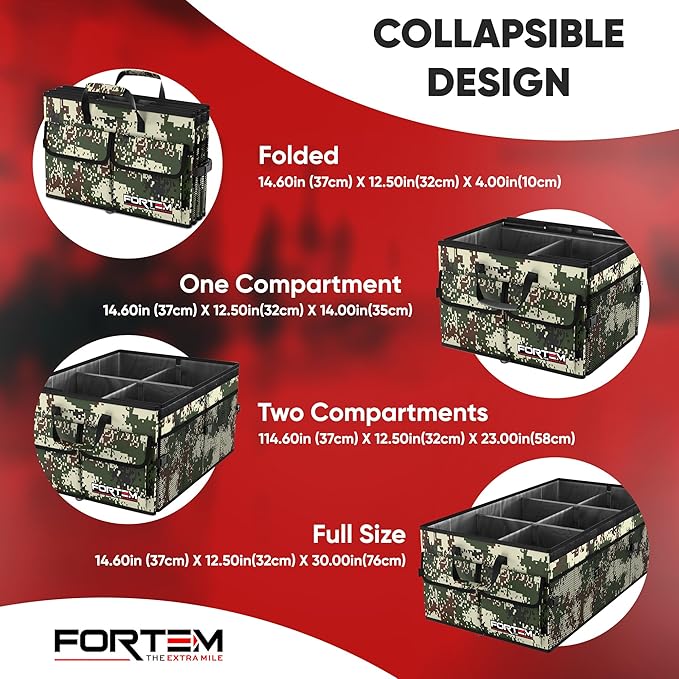 FORTEM Trunk Organizer For SUV Car Trunk Organizer, Foldable Storage, Car Accessories for Women Men, Collapsible Bag, Perfect Christmas Gifts, 600D Oxford, Non Slip Bottom, Straps, Soft Cover (85L)
