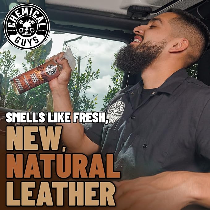 Chemical Guys AIR_102_04 Leather Scent Premium Air Freshener and Odor Eliminator, Long-Lasting, Just Like New Scent for Cars, Trucks, SUVs, RVs & More, 4 fl oz
