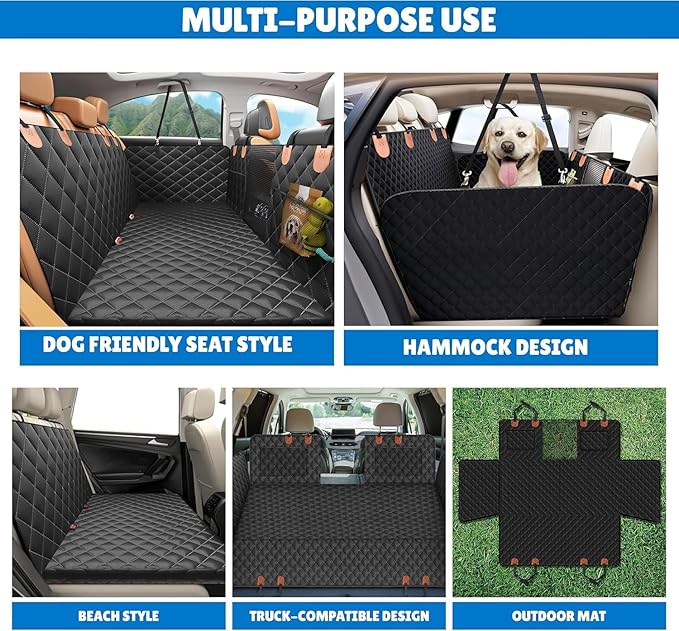 Back Seat Extender, Car Dog Seat with Hard Bottom Holds 420lbs, Thick & Durable Waterproof Pet Hammock Protector for Car, SUV,Truck(Black)