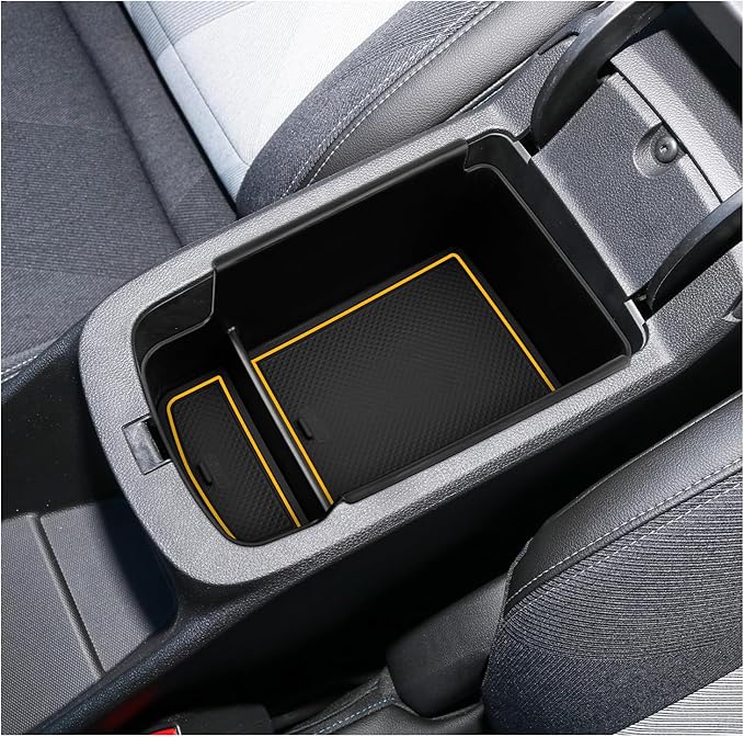 SXCY Fit for 2024 2025 Chevy Trax Center Console Organizer Tray 2024 2025 Chevy Trax Accessories(LS LT 1RS 2RS ACTIV) Armrest Storage Box Console Tray for 2024 2025 Trax Console Organizer Yellow Mats