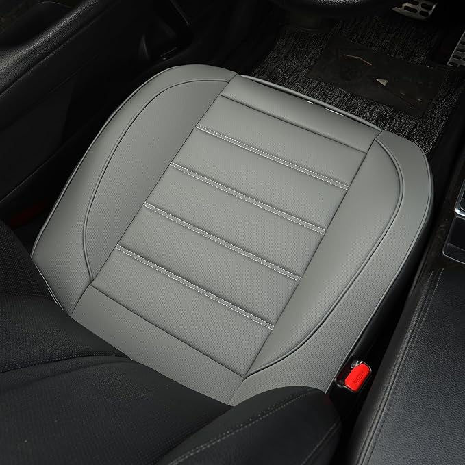 1 Pack Leather Front Car Seat Covers,Bottom Seat Covers for Cars,Driver Car Seat Cover,Luxury Seat Protectors,Waterproof,Anti-Slip,Full Wrap,for Most Vehicles,Sedan,Truck,SUV(Grey)