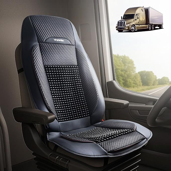 Semi Truck Beaded Seat Covers, Cooling Car Seat Cushion for Back Support, Anti-Sweat Seat Covers for Trucks, Universal Fit for Volvo, Kenworth, Freightliner, Improved Comfort & Durability (2)