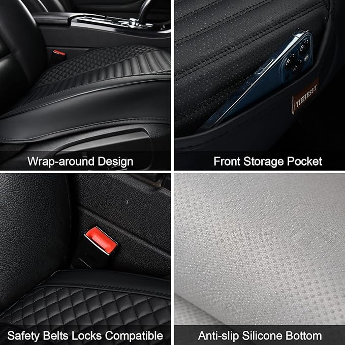 1PCS Seat Covers for Cars, Automotive Seat Covers & Accessories, Breathable Nappa Leather Car Seat Covers Cushion Protector Interior Décor for Women and Men, Wine Red