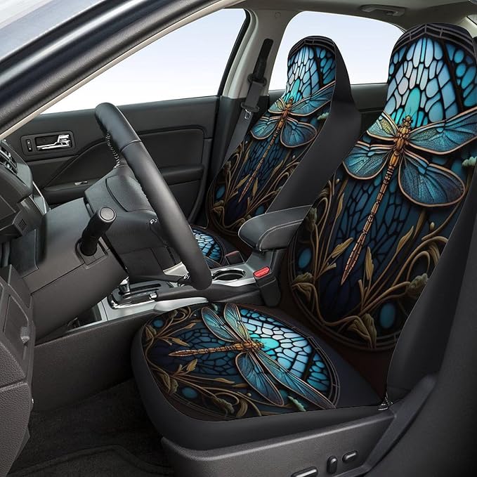 10 Pcs Dragonfly Universal Car Seat Covers Full Set, Breathable & Washable Car Seat Covers Full Sets, Fashionable Dragonfly Covers for Cars Interior, Universal Fit