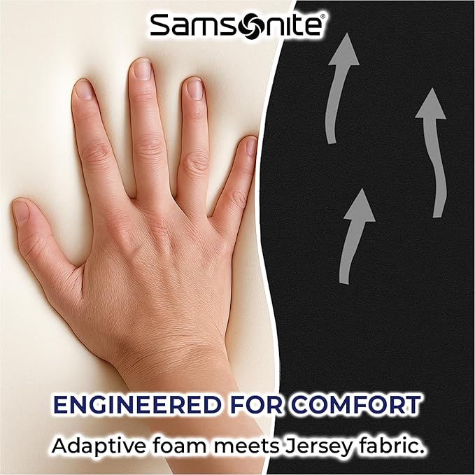 Samsonite Ergonomic Lumbar Pillow for Office Chair and Car Seat - Memory Foam Back Support Lumbar Pillow, Premium Cushion Chair Support for Lower Back Pain Relief and Versatile Use (Black)