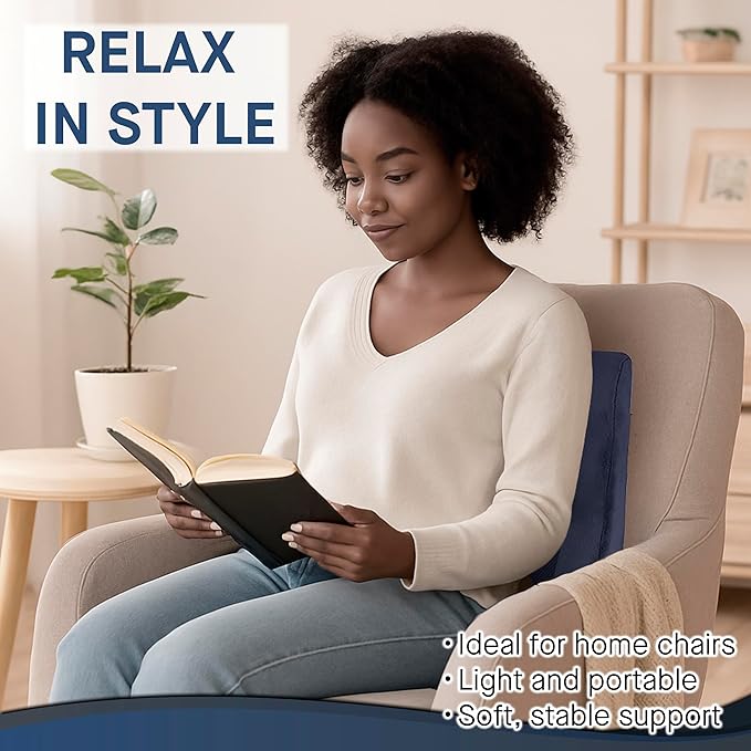 Samsonite Ergonomic Lumbar Support Pillow for Office Chair and Car Seat - Memory Foam Back Support Lumbar Pillow, Premium Cushion Chair Support for Lower Back Pain Relief and Versatile Use (Navy)