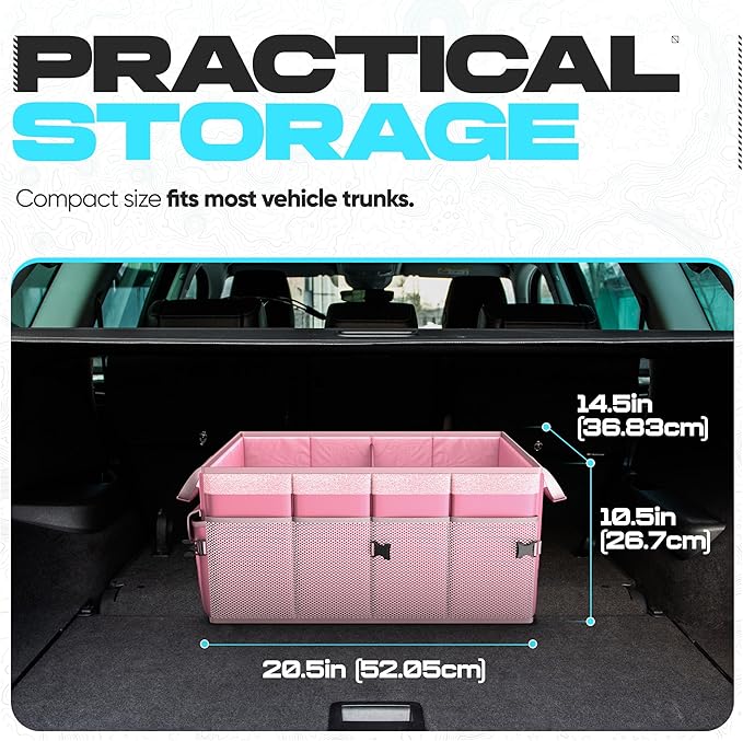 FORTEM Trunk Organizer For SUV Car Trunk Organizer, Foldable Storage, Car Accessories for Women Men, Collapsible Bag, Perfect Christmas Gifts, 600D Oxford, Non Slip Bottom, Straps, Soft Cover (50L)