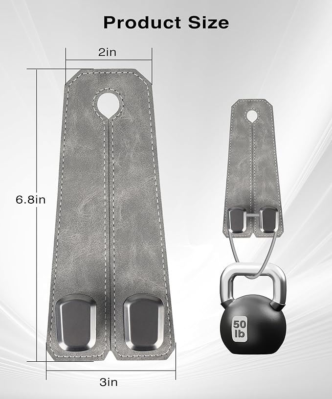 Car Purse Holder - Luxurious Leather, 4PCS Headrest Hooks with 100% Metal Hangers for Seat, Multifunctional Car Bag Hooks, Grey