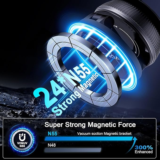 Magnetic Phone Holder for Car, 2025 Upgrade with 96LBS Ultra Suction & 2800gf Strong Magnet, 360° Adjustable Hands-Free Mount, Premium Car Accessories for Women Men, Fits iPhone/Android