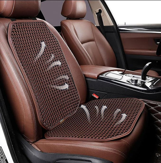 New Summer Vented Cooling Air Mesh Seat Cushion Pad For Car,Universal Ventilated Breathable Seat Cover Fits Car SUV Truck Van Pickup Of Driving Seat For Men Women (Brown-1PcsSeatPad+1PcsBackCushion)