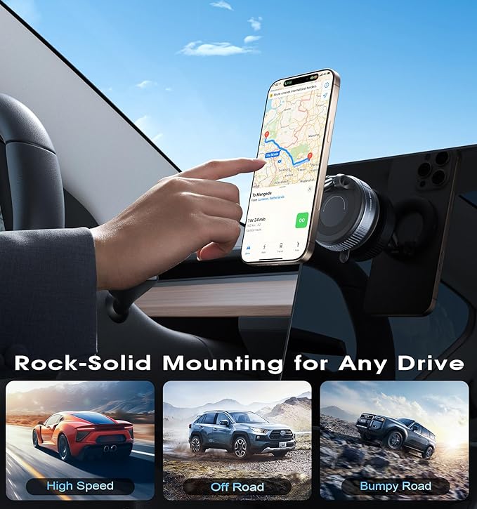 2026 Upgraded Vacuum Magnetic Car Phone Holder 360° Reinforced 96LBS Ultra Suction Cup Phone Mount for MagSafe Cell Phone Holders for Your Car/Gym/Mirror Mount for iPhone & Android