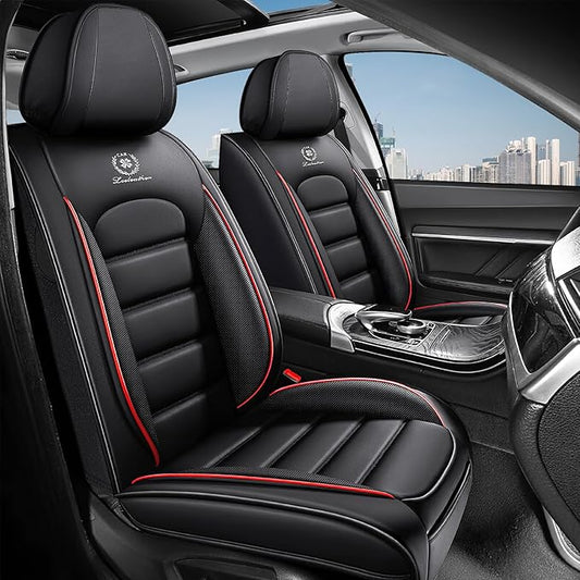 2 Seat Covers for Audi A4 2002-2026 Breathable Car Seat Covers,Anti-Slip Waterproof Car Seat Protectors with Airbag,Automotive Vehicle Cushion with Storage Pockets (Standard,Redline)