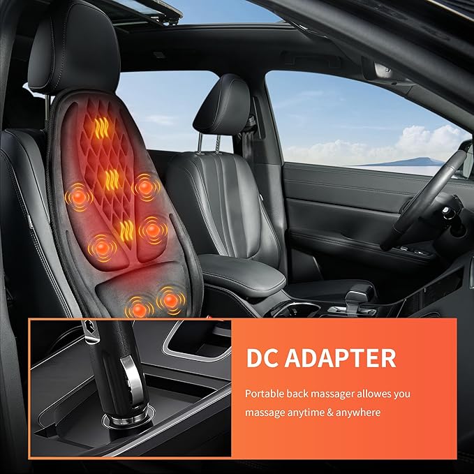 Back Massager with Heat, Seat Massager with 8 Powerful Vibration Motors, Portable Massage Chair Pad for Office Home Use, Gift for Men/Women/Family/Friends