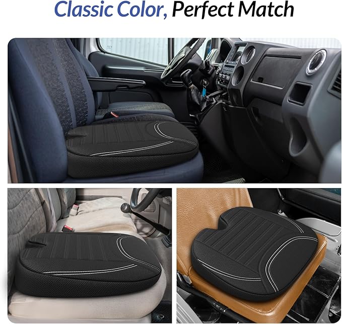 ZIKEE All-Season Car Seat Cushion for Comfortable & Safe Driving, Breathable Seat Cushion for Car with Ventilated Channel & Mesh Cover, Memory Foam for Sciatica, Tailbone & Back Pain Relief, Anti-Slip
