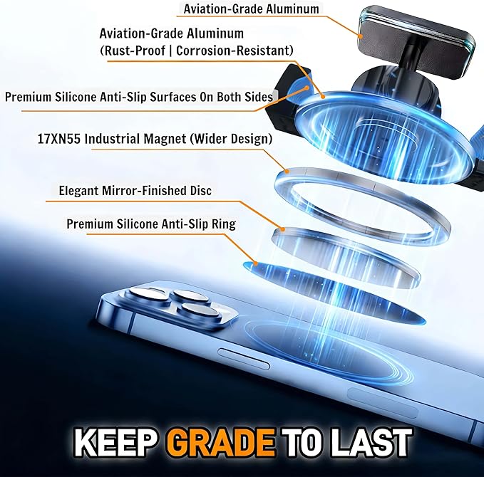 Golf Cart Phone Holder, Magnetic & Clamp Design (2-in-1), Compatible with iPhone & Android, 360° Rotation, Fit Yamaha, EZGO, Club Car, Powerful Magnetism, Gift for Men Women (2026 Upgrade)