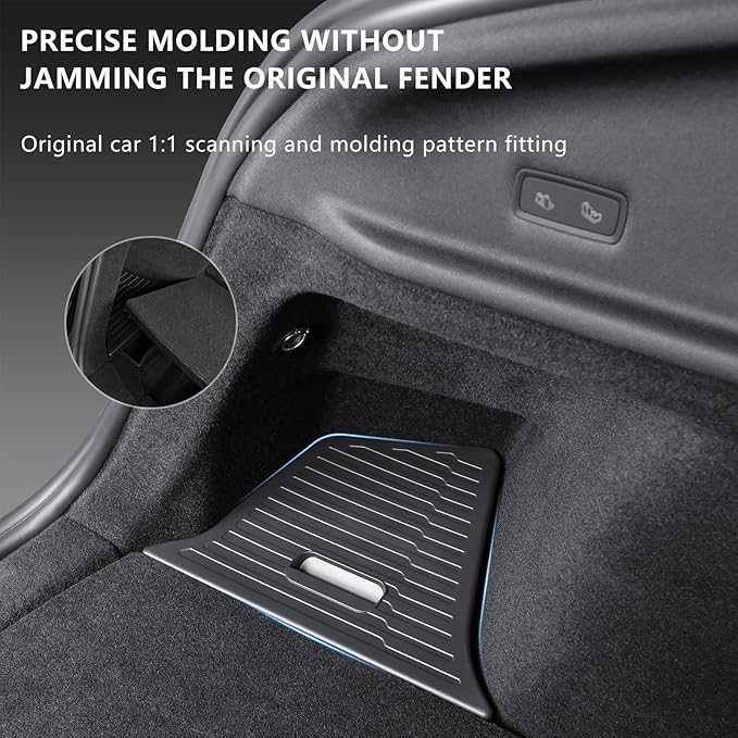 Trunk Storage Bins for Tesla Model Y Juniper, 2-Piece Waterproof Organizer with Lids, Black Side Storage Box, 2025-2026