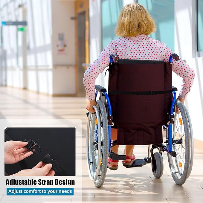 BALAPET Wheelchair Back Cushion,3.5’‘ Thick Wheelchair Cushions Ergonomic Design Foam Support Lumbar Pillow for Long Sitting Reduce Back Pressure Essential Wheelchair Accessory