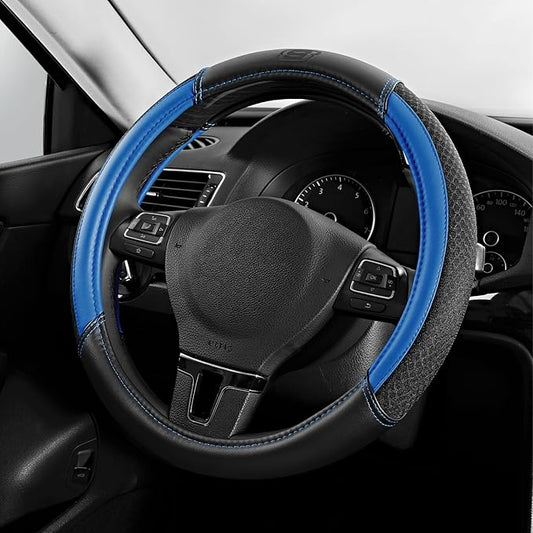 Skechers Air-Cooled Steering Wheel Cover,Air Cool Mesh Leather Car Steering Wheel Cover Universal Fit 14" 1/2-15" Car Wheel Protector for Men Women Fit Suvs,Vans,Sedans,Car,Trucks,Blue