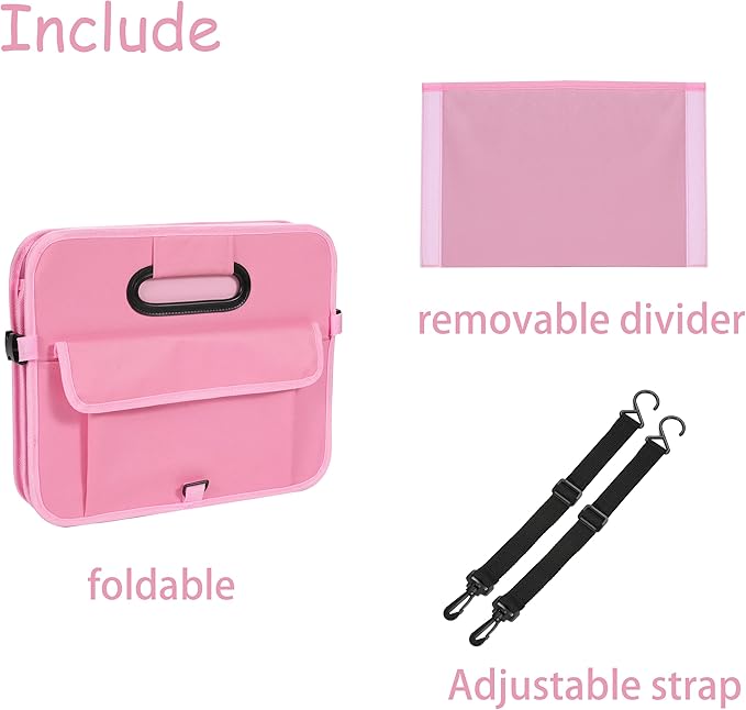 Car Trunk Organizer - Collapsible Multi Compartment Storage with Adjustable Straps for SUV