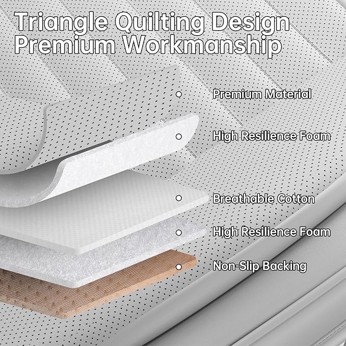 2 Pack Car Bottom Seat Covers, Luxury Leather Front Seat Covers, Breathable and Waterproof Automotive Bottom Seat Covers, Universal Anti-Slip Seat Covers Fit for Most Vehicles (White-2 PCS)