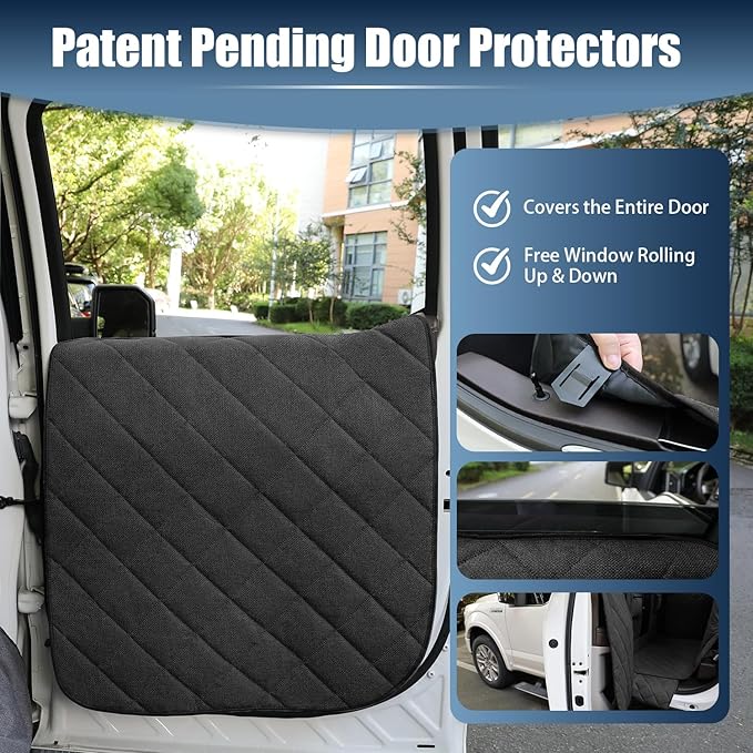 Dog Car Seat Cover for Back Seat, Hard Bottom Car Seat Cover with Door Protector for Full-Size Crewcab Trucks, Scratch-Resistant, Waterproof Back Seat Extender for Dogs