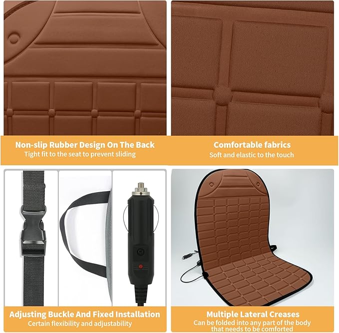 ILLUMINEW Seat Cushion Winter Cover for Full Back and Seat for Family (Brown)