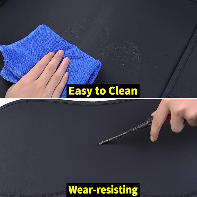 Aierxuan 5pcs Car Seat Covers Full Set with Waterproof Leather, Airbag Compatible Automotive Vehicle Cushion Cover Universal Fit for Most Cars (Black and White)