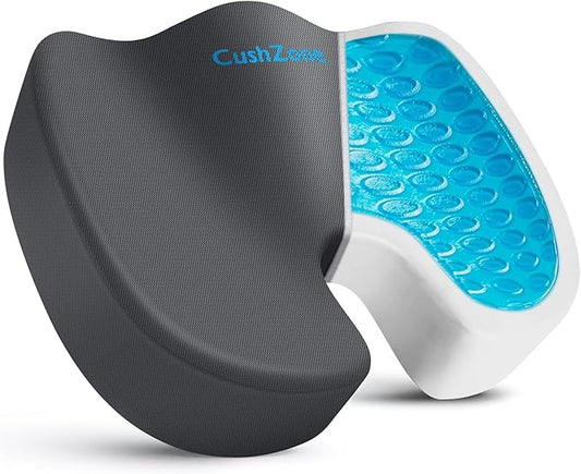 Office Chair Seat Cushion, Cooling Gel Enhanced Memory Foam Cushion for Long Sitting - Back, Sciatica, Coccyx, Tailbone Pain Relief Pillow - for Office, Gaming, Car, Wheelchair - Grey, X-Large