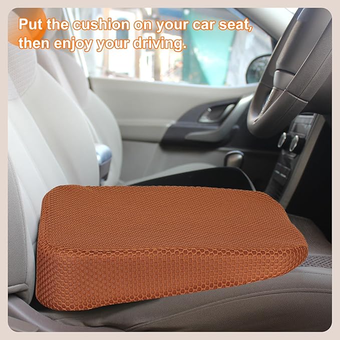 HARFINGTON 2pcs Seat Cushion 3.94" Thick Comfort Memory Foam Office Chair Cushion with Non Slip Bottom for Car Seat Driver, Beige