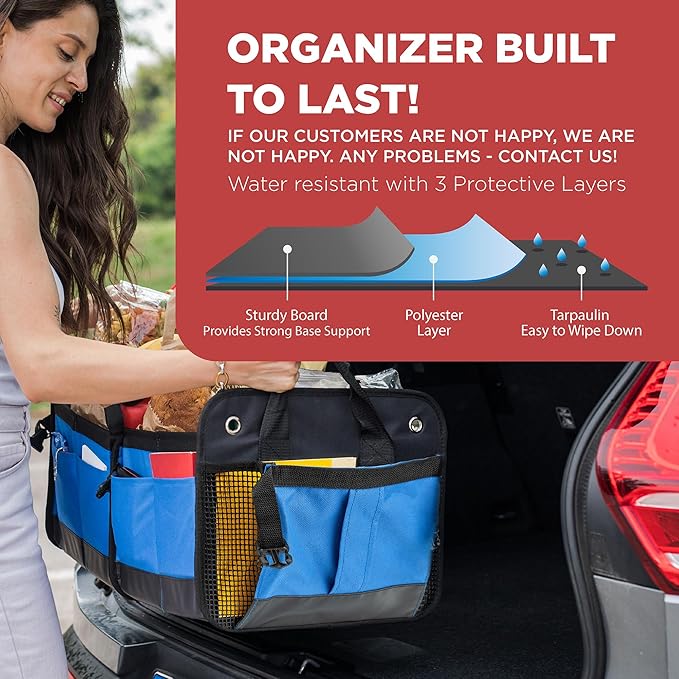 TRUNKCRATEPRO Car Trunk Organizers | Trunk Organizer, Car Storage Organizer - Premium Compartments Collapsible Portable car trunk organizers and storage for SUV (Large Capacity)