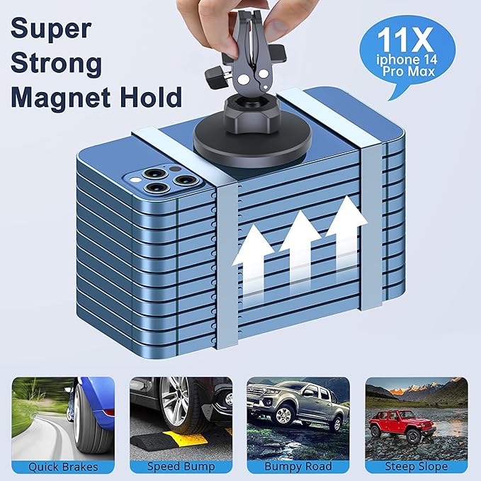 Car Vent Phone Mount - Magnetic Phone Holder for Car, Very Strong Magnet, Upgrade Adjustable Screw AC Mount, Compatible with MagSafe, iPhone, Galaxy, Pixel & Other Smartphones, 360 Rotation