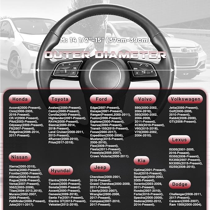 SEG Direct Steering Wheel Cover for Car, Standard Size 14.5-15 inch, Auto Interior Accessories, Warm Plush, Summer Winter, Black and Red