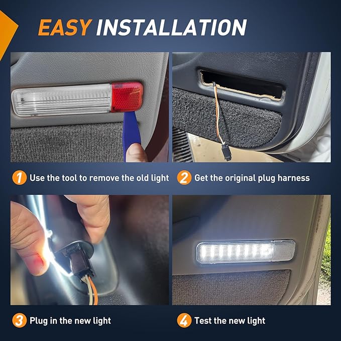 Nilight 2PCS LED Interior Door Panel Light Courtesy Warning Lights White Beam Plug and Play Compatible with Chevy GMC C/K Silverado Sierra 1500 2500 3500 HD Suburban Cadillac Escalade Hummer H2