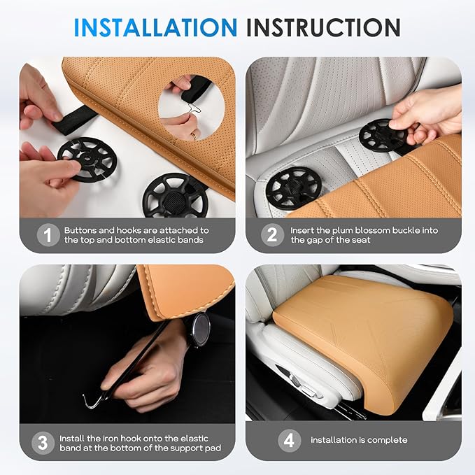 FLORICH Car Seat Extender Leg Extender Support Cushion for Driver Seats Office Chair, Leather Carseat Leg Support for Long Drivers Universal Car Seat Cushion Legs Rest Pads-Brown