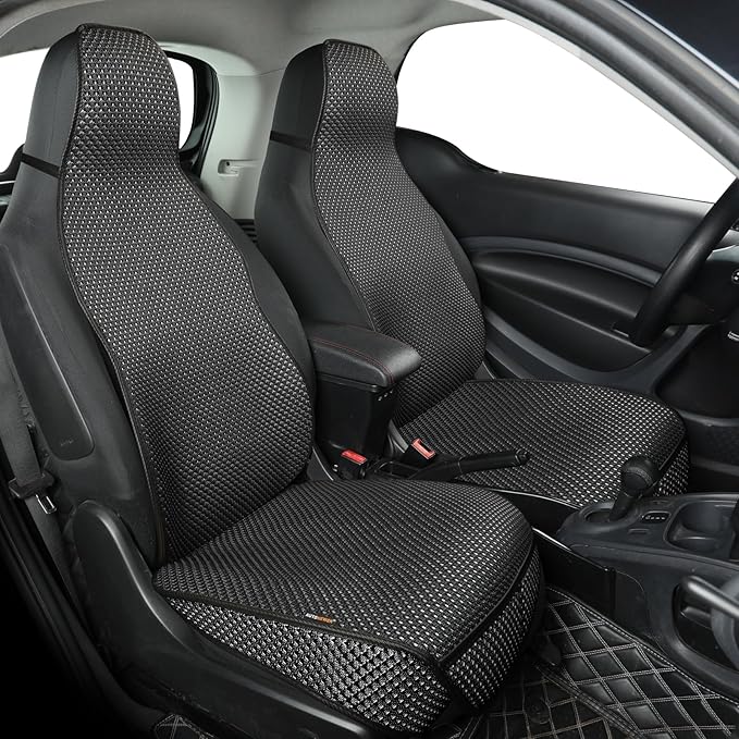 Auto Newer Car Seat Cover,Breathable Front Car Seat Cushion,Comfortable Car Seat Protector,Anti-Slip Full Wrap Driver Car Seat Protector with Storage Pocket,Universal All Seasons(Black,2PCS)