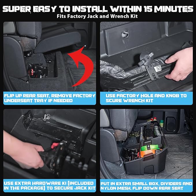 Underseat Storage Compatible with 2020-2025 Chevy Silverado/GMC Sierra 1500(Inclu. 2019 New Gen)&2500 3500 HD Crew&Double Cab, Upgraded Rear Under Seat Organizer Cargo Box