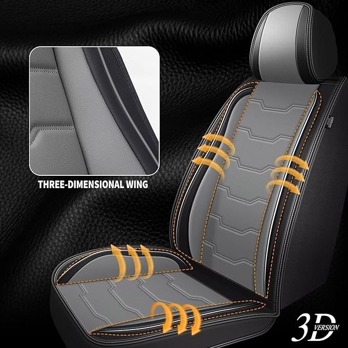 Car Seat Covers Fit for Hyundai Accent 2017-2024 2025 Waterproof Faux Leather Seat Covers Cushion Protector Car seat Covers Compatible Airbag(5 Seats, Black-Grey)