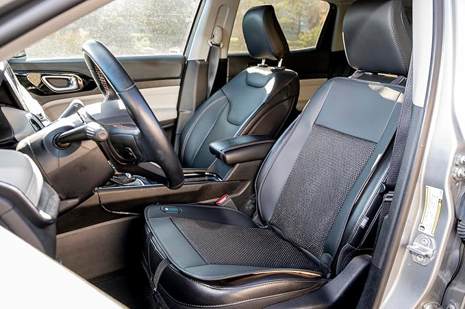 Cooling Car Seat Cover – Ventilated 12V/24V Seat Cushion with 10 Turbo Fans & Wireless Control, 3 Speeds, Universal Fit for Car SUV Truck – Breathable 3D Mesh Leather